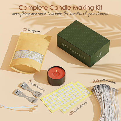 Hearth & Harbor Organic Soy Candle Wax for Candle Making, 25 lbs Natural Candles Making Supplies, Beeswax-Free, Paraffin-Free, Pure Soy Wax Flakes Perfect for Candles, Tealights and Melts