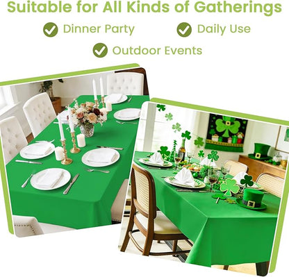 Mulbozy Green Plastic Table Cloth Disposable 4 Pack, 54 × 108 Inch Tablecloths Rectangle, Green Plastic Table Cover for Party Decor