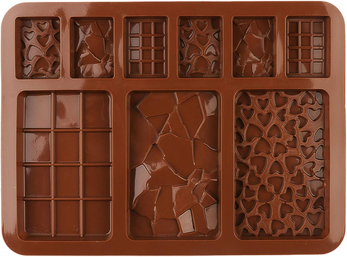 C-CO Food Grade Break-Apart Chocolate Molds, Set of 4 Packs Non-Stick Silicone Protein and Energy Bar Molds