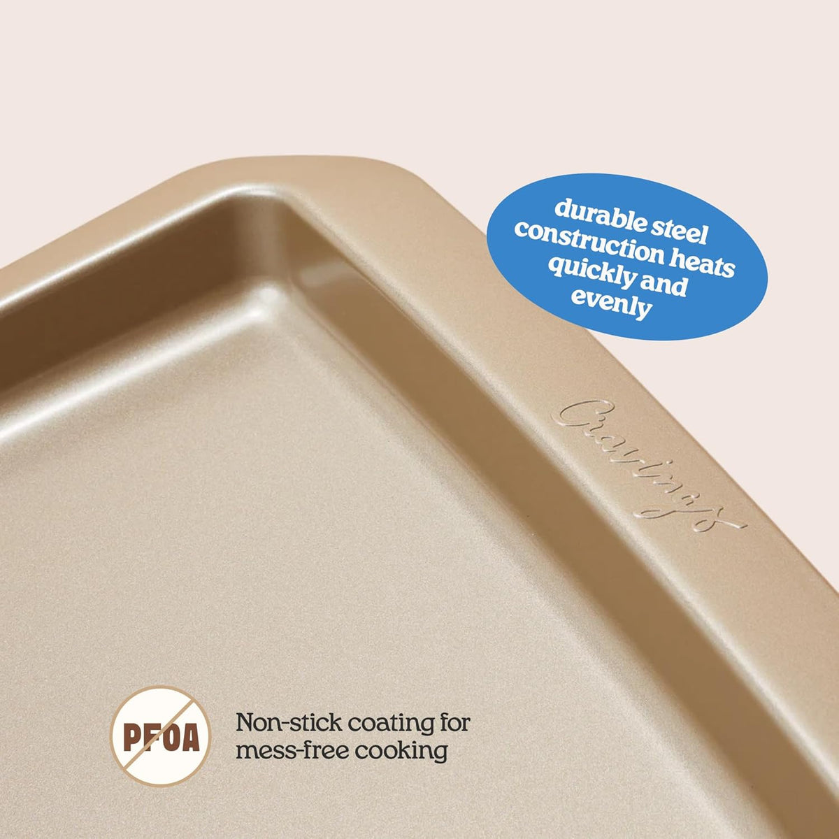 Cravings Bake-Anything 3-Piece Sheet Pan Set, Nonstick Steel Baking Sheets for Pizza, Cake, and Cookie Baking, Oversized, Medium, and Small Pans