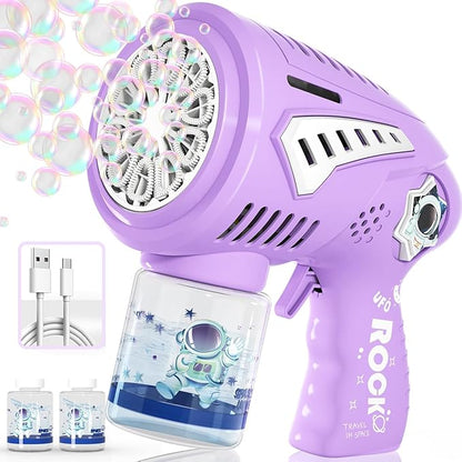Big Bubble Gun - Bubble Machine for Kids with 1200mAh USB-C Rechargeable, Make Larger Bubbles, LED Light - Bubble Toys Gifts Ages 3+ for Boys, Girls, Easter, Outdoor, Birthday Favor, Party Use