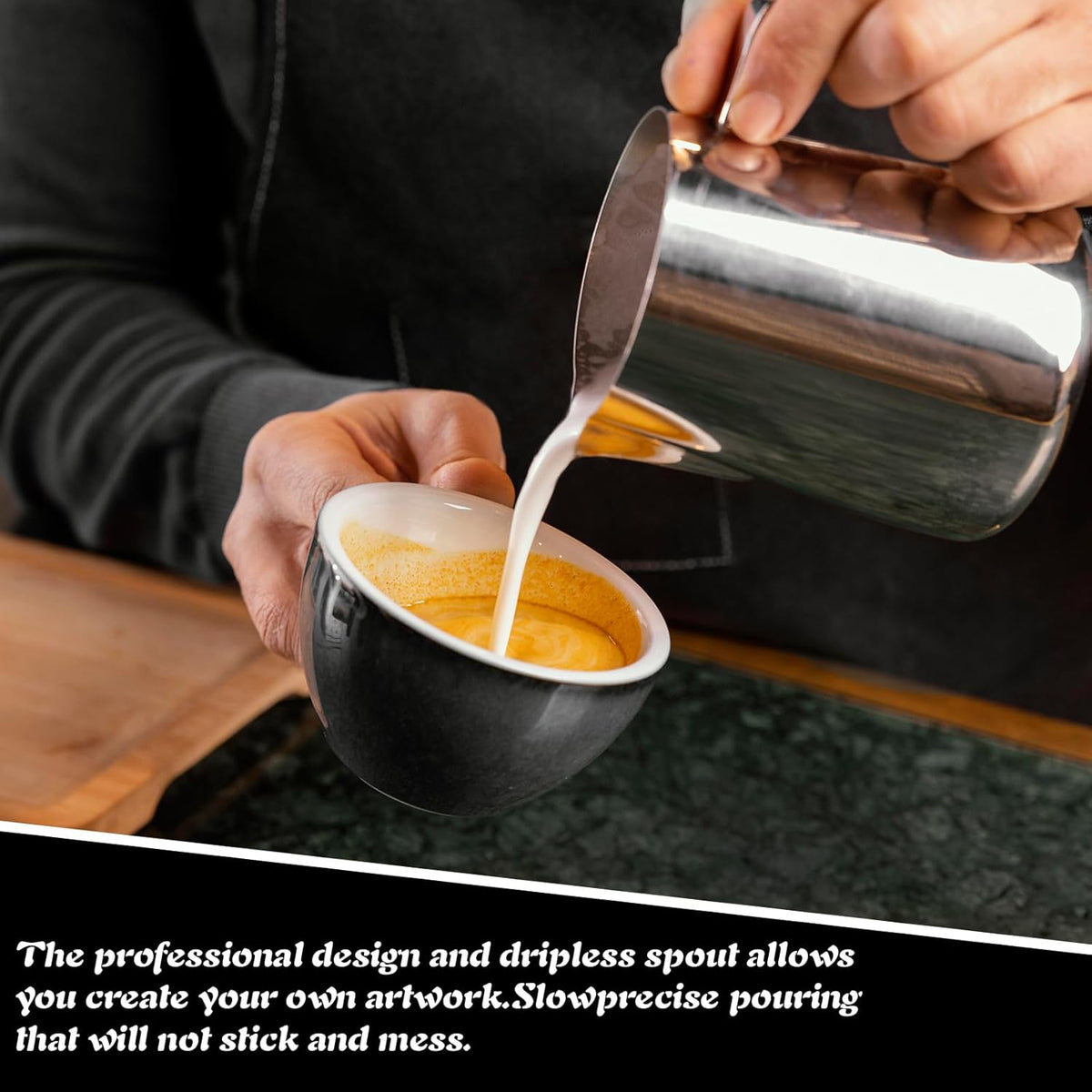 4 Pcs Milk Frothing Pitcher Espresso Steaming Pitchers 12 Oz Stainless Steel Milk Steamer Cup Frother Jug for Espresso, Latte Art