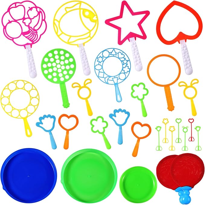 WinnerWhy 30 Pcs Big Bubble Wands Set Most Ages Summer Outdoor Birthday Parties, Without Bubble Solution(pop)