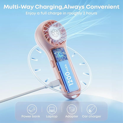 DREAMME Mini Handheld Fan, Sweetfull Mini Portable Fan, 4-Speed Personal Small Fan, Cute Pocket Lash Fan, Rechargeable Operated Cooling Fan for Travel, Cruise Ship Essentials, Eyelash, Makeup, Pink