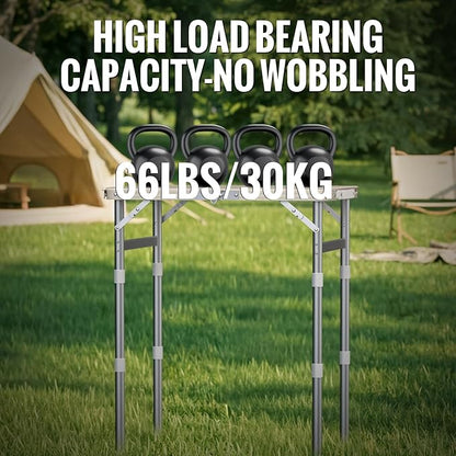GARLLEN Waterproof Camping Table with High-Density Plastic Tabletop, Portable Folding Picnic Table with 3 Adjustable Height, Aluminum Frame Outdoor Table for BBQ, Camping, Indoor Use, 22.8"L x 15.7"W