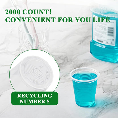 Vplus 2000 Pack 3 OZ Cold Clear Small Plastic Cups, 3 Ounce Disposable Measuring Tasting Sample Mouthwash Dessert Shot Cups for Bathroom, Party