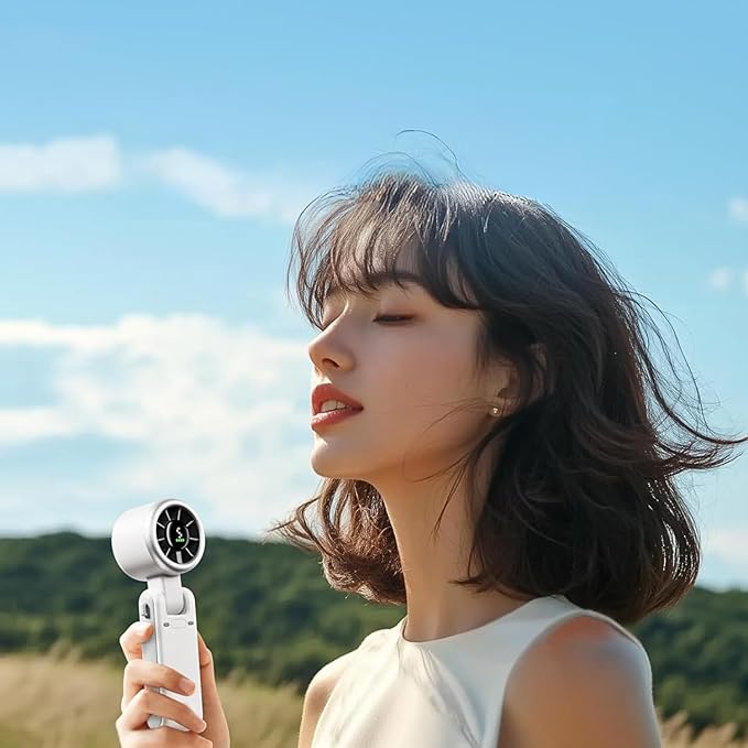 CPHUSA Portable Handheld Turbo Fan, 3 IN 1 Hand Fan with Air Turbo Tech Cooling, Up to 12 Working Hours, Quiet Personal for Outdoor, Travel, Camping & Working (white)