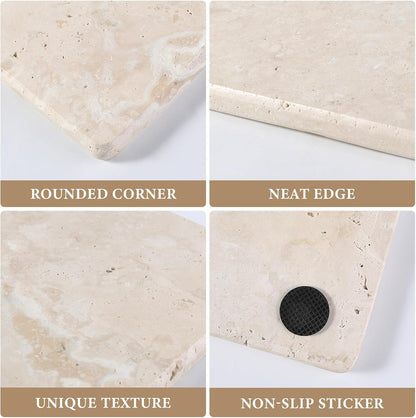Koville Natural Travertine Marble Cutting Board for Kitchen Counter, 12" x 8" Real Stone Slab Marble Cheese Board for Home Decor