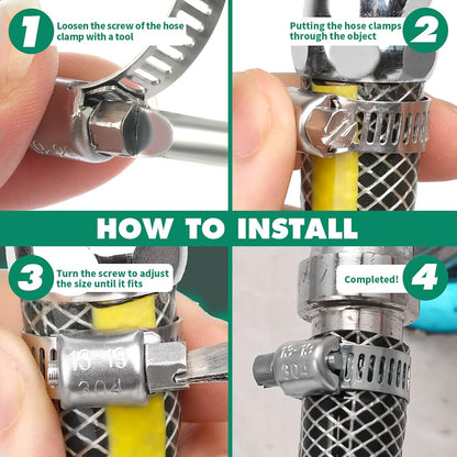 20PCS Hose Clamps Stainless Steel Adjustable 3/4"–1-1/8"(19-29mm) Worm Gear Hose Clamp, Heavy Duty Metal Small Hose Clamps for Automotive, Pipe