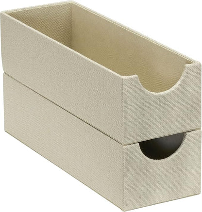 Household Essentials 2-Pack of Drawer Organizers, Sturdy Chipboard With Soft Polyester Cover, Cream Linen