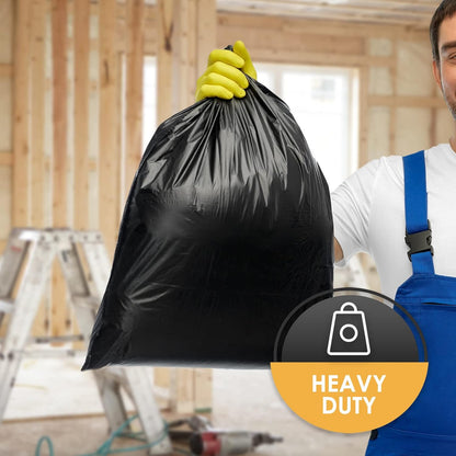 PAMI Heavy Duty 42 Gallon Contractor Garbage Bags, Tear Resistant Construction Bags Made from 90% Recycled Materials (20 Count, Black)