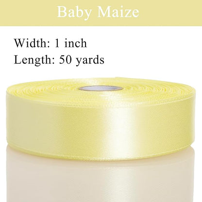 YASEO 1 Inch Baby Maize Solid Satin Ribbon, 50 Yards Craft Fabric Ribbon for Gift Wrapping Floral Bouquets Wedding Party Decoration
