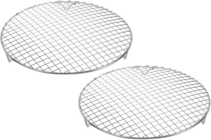 uxcell 2 Pcs Round Cooking Rack with Legs, Dia 11.6 Inch 304 Stainless Steel Barbecue Grill for Cooking Baking Barbecue Air Fryer Racks, Silver