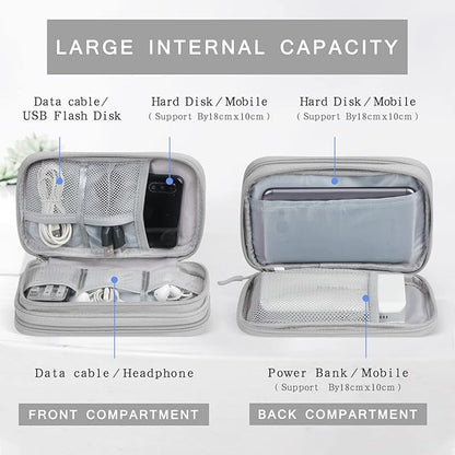 Skycase Electronic Organizer Travel Case - Waterproof Travel Cord Pouches for Organization, Cable Organizer, All-in-One Double Layers Storage Bag for Accessories, Charger, Cable, Grey-1