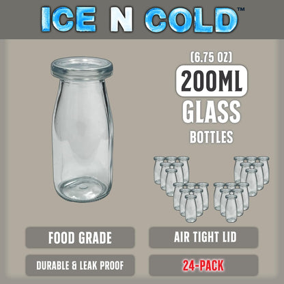 6.76 oz / 200ml Vintage Glass Bottle with Leakproof Clear Lid, Reusable & Eco-Friendly – Ideal for Milk, Juices, Smoothies, Infused Water
