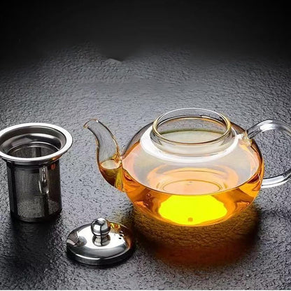 Glass Teapot with Infuser Clear Glass Tea Kettle 1000 ml Tea Pot for Stove Top, Loose Tea, Tea Maker Gift