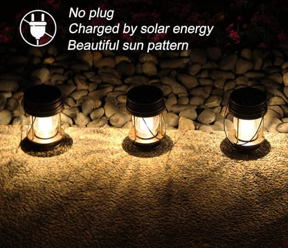 pearlstar Solar Lanterns Outdoor Waterproof Hanging Solar Lights with Handle for Garden Patio Yard Backyard Pathway Porch Driveway Decoration, Outside Table Lamp,2 Pack 5.5" H (Warm White)