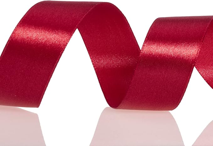 YASEO 1 Inch Dark Red Solid Satin Ribbon, 50 Yards Craft Fabric Ribbon for Gift Wrapping Floral Bouquets Wedding Party Decoration