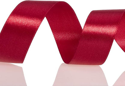 YASEO 1 Inch Dark Red Solid Satin Ribbon, 50 Yards Craft Fabric Ribbon for Gift Wrapping Floral Bouquets Wedding Party Decoration