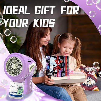 Big Bubble Gun - Bubble Machine for Kids with 1200mAh USB-C Rechargeable, Make Larger Bubbles, LED Light - Bubble Toys Gifts Ages 3+ for Boys, Girls, Easter, Outdoor, Birthday Favor, Party Use
