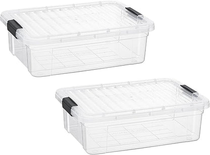 Superio Storage Bins with Lids- 2 Pack, 7.4 Qt Clear Boxes for Organizing, Stackable Plastic Containers- BPA Free, Non-Toxic, Odor Free, Organizer for Home, Office, Dorm