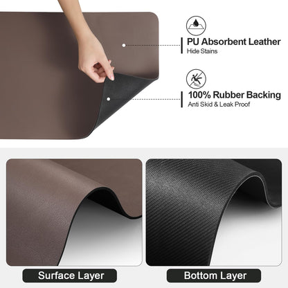 Dish Drying Mat for Kitchen Counter | Coffee Bar Mat for Countertops | Heat Resistant Drainer Mat with Non-slip Rubber Backed | Hide Stain Kitchen Absorbent Draining Mat | Brown 18"x28"