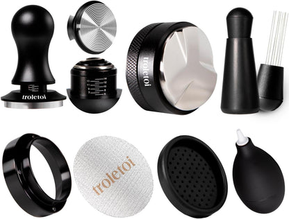 7 PCS 58mm Espresso Accessories Kit: Espresso Tamper, Coffee Distributor, Puck Screen, Dosing Funnel and WDT Tool Espresso Machine Accessories