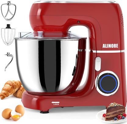 Stand Mixer, 6.5QT 660W 10-Speed Tilt-Head Electric Kitchen Stand Mixer, Food Mixer with Dishwasher-Safe Dough Hook, Egg Whisk, Flat Beater for Baking, Cake and Most Home Cooks (Red)