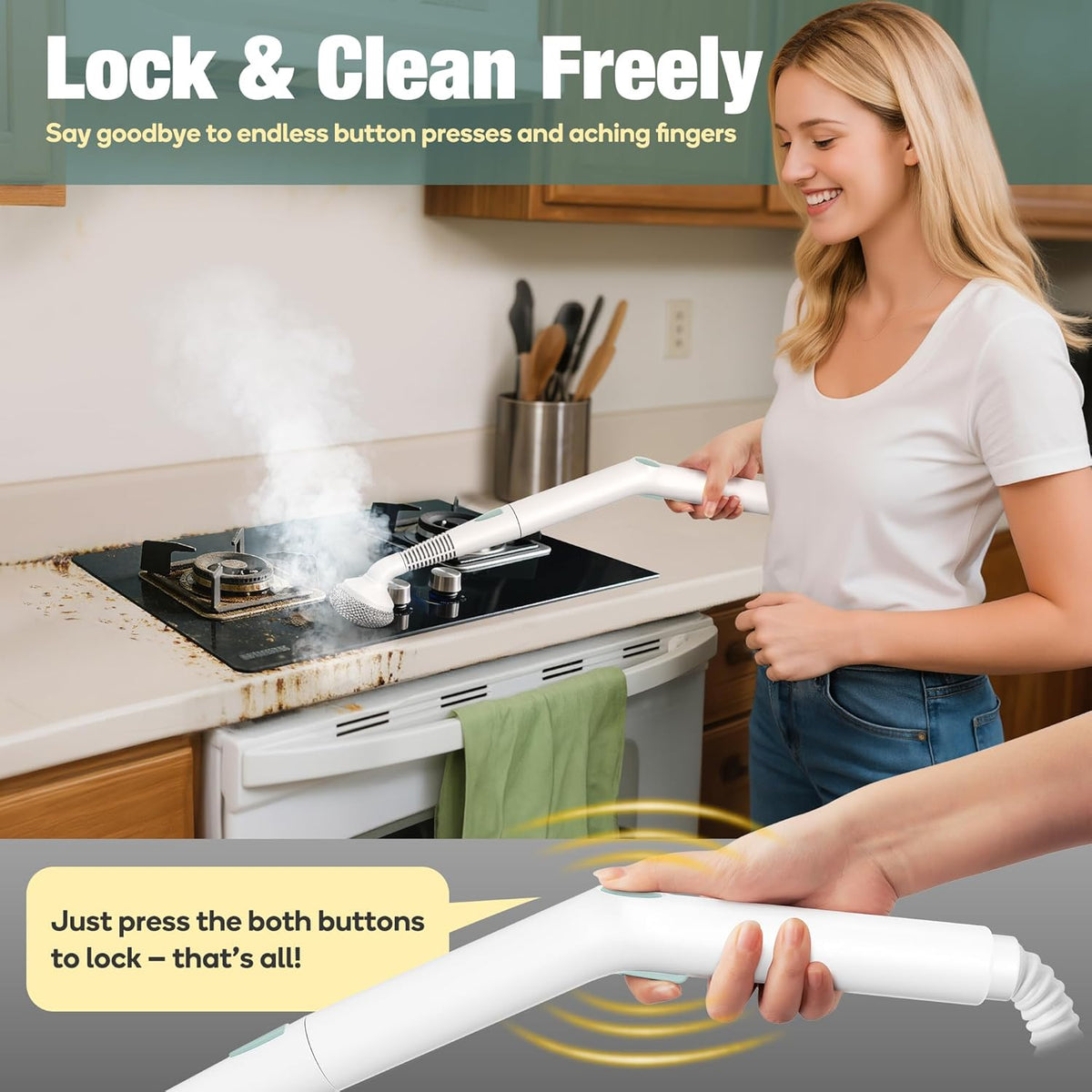 Newbealer Heavy-Duty Steam Cleaner for Home, Stainless Steel Boiler, Steam Mop with 25-Piece Accessories, Max 5 Bar, Multi-Purpose Steamer for Floors, Cars, Furniture, Tiles, and More