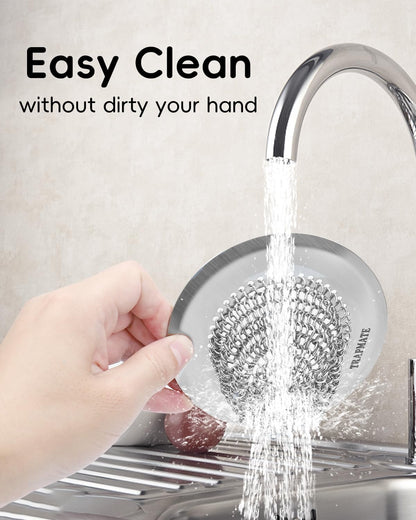 TRAPMATE 2 Pcs Kitchen Sink Strainer, Easy Clean Sink Drain Strainer, Anti-Rust Stainless Steel Sink Strainer, Anti-Clogging Strainer for Garbage Disposal, Dishwasher Safe (Patented Product)