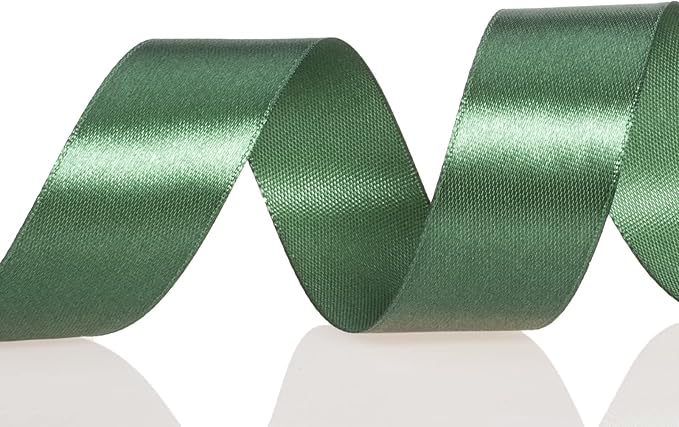 YASEO 1 Inch Dark Green Solid Satin Ribbon, 50 Yards Craft Fabric Ribbon for Gift Wrapping Floral Bouquets Wedding Party Decoration