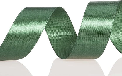 YASEO 1 Inch Dark Green Solid Satin Ribbon, 50 Yards Craft Fabric Ribbon for Gift Wrapping Floral Bouquets Wedding Party Decoration