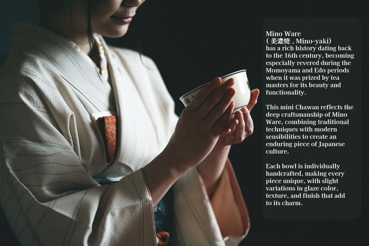 Japanese Traditional Mino Ware Handcrafted Mini Matcha Chawan Tea Bowl Cup Set With Chasen Bamboo Tea Whisk Ceremony Tableware Pottery (Kohiki Sakura)