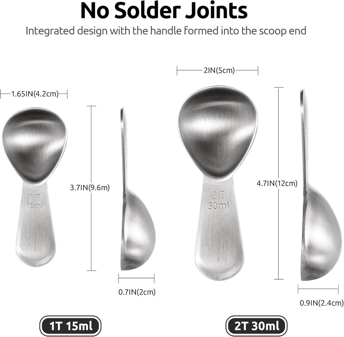 Coffee Scoop: U-Taste 18/8 Stainless Steel Measuring Coffee Scoop 1 tablespoon & 2 tablespoon, Short Handled Measure Scooper for Ground Coffee