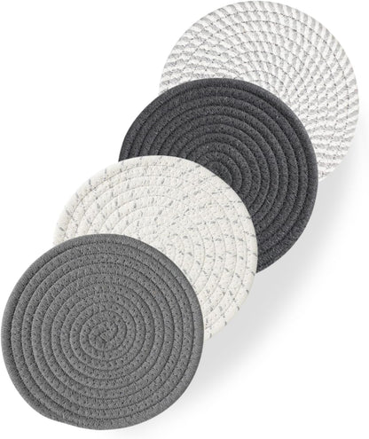 RIOOP Trivets for Hot Dishes, Pots and Pans, 7 Inches Heat Resistant Large Coaster for Kitchen, Anti Stain Hot Pads Plate Mats for Countertops Table Kitchen Essentials Farmhouse Halloween Decor, 4 Pcs