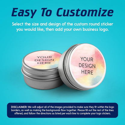 100 Custom Vinyl Stickers - Upload Your own Image, Text, Design, Logo - Personalized Logo Labels for Handmade, Packaging, Bottle, Jars, Candle, Brand Stickers (Watercolor, 1x1)