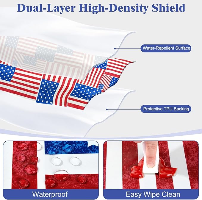 Picnic Table Cover with Bench Covers Windproof Waterproof Picnic Table Covers Camping Tablecloth with Self-Storage Bag, 72in, Multi Flag Patchwork