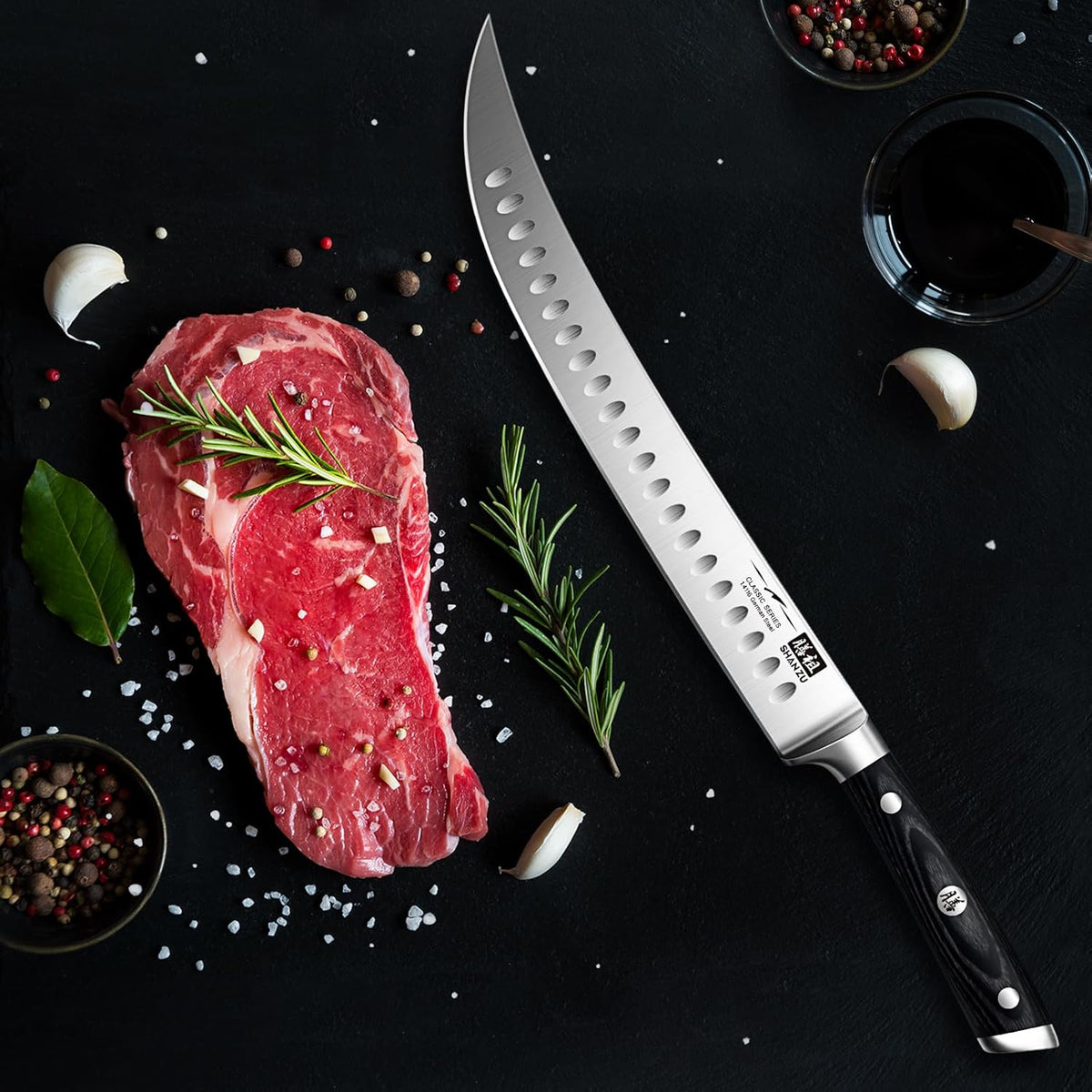 Shan ZU 12" Slicing Knife - Brisket Slicing Meat Carving Knife Professional German 1.4116 Stainless Steel Razor Sharp Blade