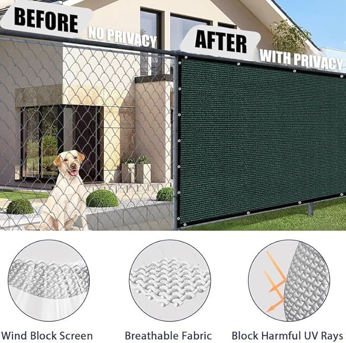 Petgrow Fence Privacy Screen 5FT X 85FT– Heavy Duty (HDPE) Outdoor Shade Mesh Cloth, 90% Blockage Fencing Shade Net Cover for Garden, Backyard, Balcony & Swimming – UV Protection, Windproof