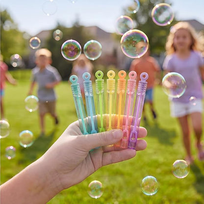 Lunmon 120 Pcs Mini Bubble Wands Bulk Pastel Bubble Party Favors Toys Sticks Gifts for Kids, Goodie Bag Stuffer Fillers, Christmas, Birthday, Wedding, Carnival, Bath Time, Summer Outdoor Indoor Events