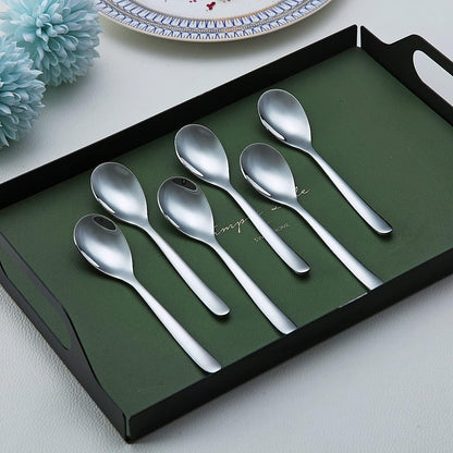 Demitasse Espresso Mini Spoons, 5.5'' Stainless Steel, Set of 6, Dishwasher Safe (Silver)