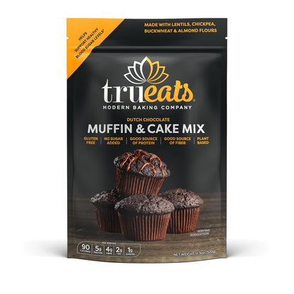 TruEats Dutch Chocolate Muffin & Cake Mix: Low Glycemic, Protein & Fiber Rich, Gluten & Grain Free, Diabetic Friendly, Vegan Friendly, Dairy Free