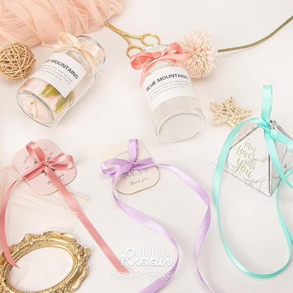 Ribbli Double Faced Rose Gold Satin Ribbon,3/8” x Continuous 25 Yards,Use for Bows Bouquet,Gift Wrapping,Floral Arrangement