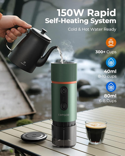 Portable Espresso Coffee Maker, Travel Coffee Maker for Camping, 20 Bar Self‑Heating Rechargeable with USB-C, with NS Capsule for Car/Travel/Camping