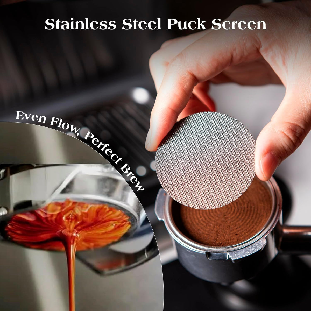 7 PCS 58mm Espresso Accessories Kit: Espresso Tamper, Coffee Distributor, Puck Screen, Dosing Funnel and WDT Tool Espresso Machine Accessories