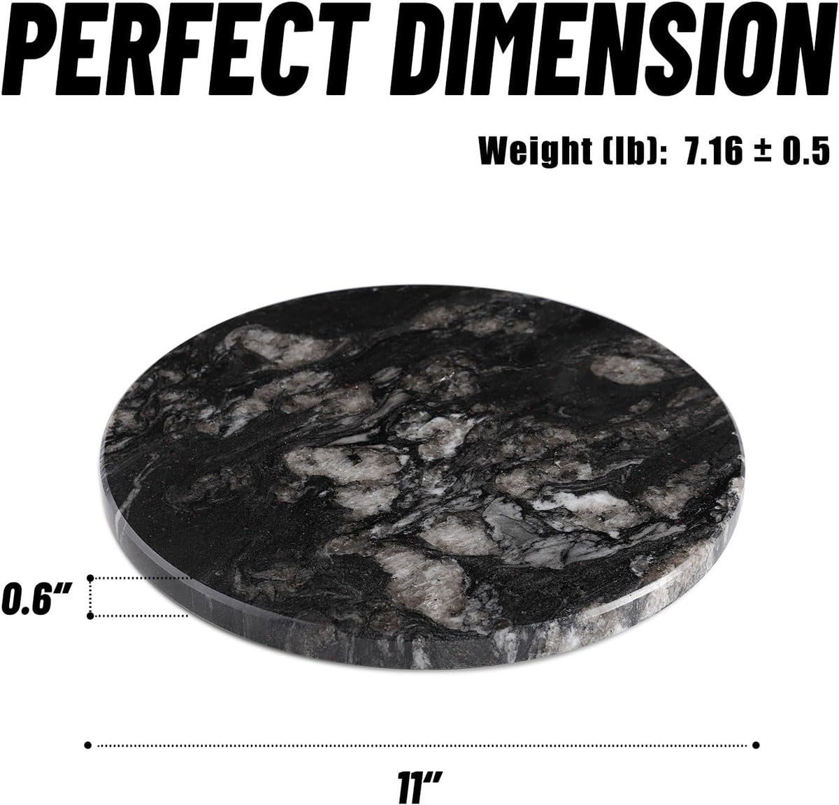 Koville Brazilian Natural Marble Cutting Board for Kitchen, 11" Round Hand Crafted Marble Slab for Cheese, Charcuterie, Pastry Board - Wedding Gift