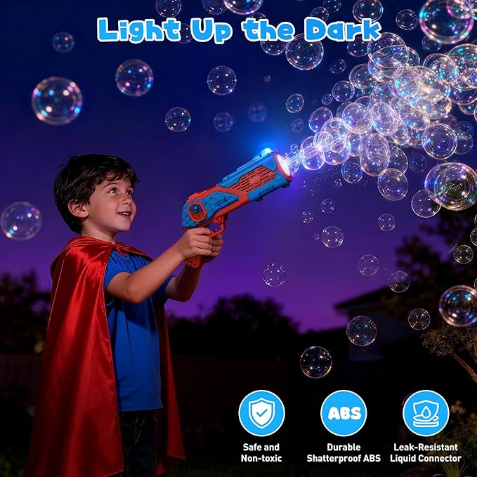 2PCS Bubble Gun for Kids, Spider Bubble Machine Gun with 4 Bubble Solution, Outdoors Toy, Easter, Halloween, Christmas, Party Favors, Birthday Gifts for Boys & Girls Ages 3 4 5 6 7 8