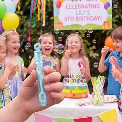 Lunmon 120 Pcs Mini Bubble Wands Bulk Pastel Bubble Party Favors Toys Sticks Gifts for Kids, Goodie Bag Stuffer Fillers, Christmas, Birthday, Wedding, Carnival, Bath Time, Summer Outdoor Indoor Events