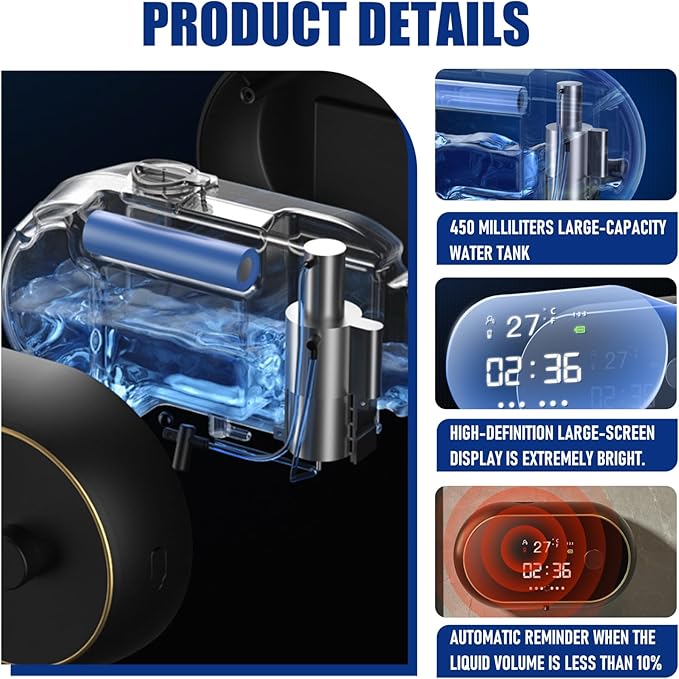Automatic Soap Dispenser Wall Mount, 450ml Touchless Electric Soap Dispenser - Leak-Proof Foaming Dispensers with Time/Temp Display & Low Capacity Alert