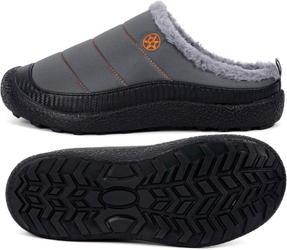 Womens Mens House Slippers Slip on Snow Winter Warm Fully Fur Lined Slippers Indoor Outdoor Shoes